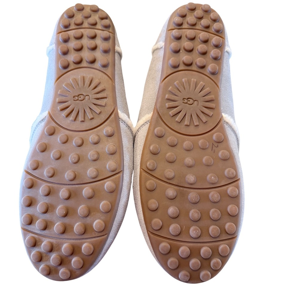 UGG Women's Gray Suede Sheepskin Lined Moccasin Slippers Comfort Shoes‎ Size 12 - Picture 14 of 16
